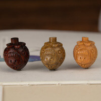 wholesale Metal material rosewood green sandalwood old mountain sandalwood cartoon cute handmade DIY pendant accessory wood carving strawberry girl-Green Sandalwood