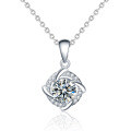 Sterling Silver Windmill Moissanite Necklace Women's Pendant-0-3