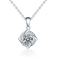 Sterling Silver Windmill Moissanite Necklace Women's Pendant-[D-color Moissanite] 1-carat necklace, white gold  925 silver