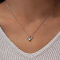 S925 Sterling Silver 50-Point Moissanite Deer Antler Pendant Necklace-0-1