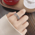 wholesale S925 Sterling Silver Openwork Floral Vintage Vine Branch Adjustable Ring for Women, Elegant and Exquisite Index Finger Ring-0-3
