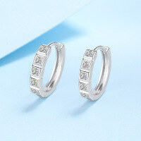 wholesale PT950 Platinum Plated 925 Sterling Silver Small Earrings with Moissanite for Women, Factory Direct Wholesale Ear Jewelry-80 points Moissanite>925 silver