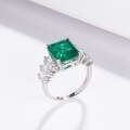 wholesale S925 Sterling Silver Cross-Border New Simple Geometric Synthetic Emerald Ring, Luxurious High-End Feel, Cross-Border Hot Item-0-1