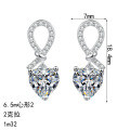 S925 Sterling Silver Moissanite Knot Heart Earrings-0-3