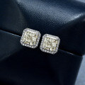 wholesale 925 Silver Shipei Jewelry New 2-Carat High Carbon Diamond Earrings for Women, High-End Ice Flower Cut White Square 7*7-0-9