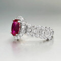wholesale S925 Silver Luxury Bezel-Set Simulated High Carbon Diamond 6*8 Oval Ruby Ring-0-1