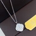 wholesale Sterling Silver S999 Four-Leaf Clover Blessing Word Inlaid Diamond Necklace for Women, Fashionable and Versatile Light Luxury Pendant Necklace Jewelry Accessories-0-2