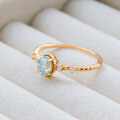 wholesale S925 Silver Plated with 14k Gold Japanese Retro Style Sky Blue Topaz and White Zircon Ring by Dunli Jewelry Wholesale-0-3