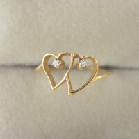 wholesale S925 Sterling Silver Red Elk Full Body Minimalist French Style Luxury Ring, Heart-to-Heart Matching Band, Versatile for Daily Commute Women's-BZ0671-Gold US Size 9