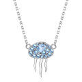 wholesale S925 silver fashion designer jellyfish style necklace set with natural topaz gemstone pendant-0-5