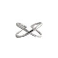 wholesale S925 Sterling Silver JB223 Korean-style Fashionable and Versatile Handmade Micro-Pave Diamond Cross Open Ring-0-4