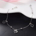 wholesale S925 Sterling Silver Zircon Heart Bead Anklet for Women, Minimalist and Elegant Beach Foot Chain Wholesale-0-3