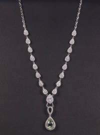 wholesale S925 Sterling Silver Full Diamond Pendant Necklace for Women, Versatile High-End Design Elegant Collarbone Chain Universal Necklace-New version pear-shaped universal necklace (without pendant)  925 silver