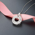 wholesale 925 Sterling Silver Round Zircon Necklace for Women Cross-Border Fashion Elegant Luxury Full Zircon Exquisite Full Diamond Pendant Collarbone Chain-0-1