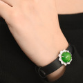 wholesale S925 silver plated with 18k gold, classic green chalcedony cabochon sunflower pendant convertible watch bracelet-0-1