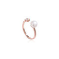 wholesale Metal material minimalist fresh water pearl ring for women, openable adjustable zircon ring,-0-4