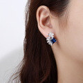 wholesale S925 Sterling Silver New Synthetic Cultivated Sapphire Ear Studs for Women Wholesale Factory-0-3