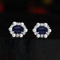 wholesale Metal: 925 Silver Wish Hot-Sell 1ct 5*7mm Oval Lab-Grown Ruby/Sapphire/Emerald Stud Earrings-0-1