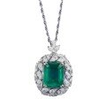 wholesale S925 Silver New Style Simulated Emerald 12*15mm Necklace, The Joy of a Wealthy Woman, Hot on Douyin-0-4