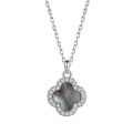 wholesale S925 silver minimalist four-leaf clover lucky necklace for women, trendy niche-0-7