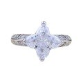 wholesale S925 Silver New Four-Corner Irregular Shape High Carbon Diamond Ring for Women, Fashionable and Versatile, Popular in Europe and America-0-4