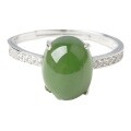 wholesale 925 Sterling Silver Inlaid with Jasper Women's Ring Certificate, Natural Hetian Jade Ring Manufacturer Direct Wholesale-0-0