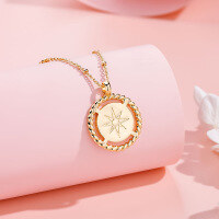 wholesale 925 Silver Rice Character Round Pendant Necklace for Women, European and American Retro Style, Fashionable and Versatile Collarbone Chain-xb1400--Vintage round necklace