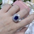 S925 Sterling Silver 8*10mm Oval Sapphire Luxury Ring for Women-0-3