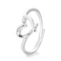 wholesale S925 Sterling Silver Fashion Korean Hollowed-out Frosted Heart-shaped Individuality Internet-famous Light Luxury Style Adjustable Ring for Women-0-4