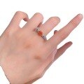 wholesale S925 Silver Full Pavé Diamond 5*7 Fancy Cushion-Cut Fanta Orange Garnet High-End Fashion Ring for Women-0-4