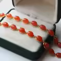 wholesale S925 silver natural river material icy base cherry red multi-granule cabochon bracelet simple yet luxurious cherry red Nanhong bracelet-0-3