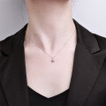 S925 Silver Cross-Border European and American Pendant Necklace with Moissanite and Princess Cut, Women's Fashion Rectangle Choker-0-1