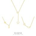 wholesale S925 Sterling Silver FarFan Star Moon Pendant Necklace, Women's Light Luxury Fashion Versatile Hollow-Out Personality Choker-0-0