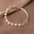 wholesale S925 silver irregular pearl bracelet, ethereal ins niche design, versatile minimalist branch semi-bangle accessory S5609-0-4