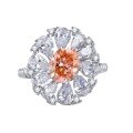 wholesale S925 Silver New Imported High Carbon Diamond Oval 7*9 Padparadscha Ring for Women Live Stream Style-0-4