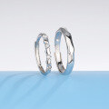 wholesale S925 Sterling Silver Niche-Designed Openable Diamond Heart Couple Rings for Men and Women, Valentine's Gift-0-0