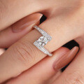 S925 Silver 05ct Moissanite Starry Trail Women's Wedding Ring with Certificate-0-1