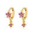 wholesale S925 Sterling Silver Floral Pendant Ear Hoops with Plum Blossom and Zirconia, Fashionably Romantic and Sweet French-style Earrings-0-7