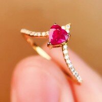 wholesale S925 Sterling Silver Red Elk Love Row Diamond Ring for Women, French Style Stackable Dainty and Exquisite Elegant Advanced Sense Band-BZ0758-Gold US size 6
