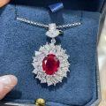 Metal Cultured Ruby Stud Earrings and Pigeon Blood Red Gemstone Necklace Set-0-1