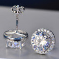 S925 Sterling Silver Square Stud Earrings with Moissanite-0-7