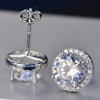 S925 Sterling Silver Square Stud Earrings with Moissanite-Item D [Clearance Sale with Free Shipping]
