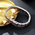 wholesale Metal material first, then Shipei Jewelry Live New 05ct Lab-Grown Ruby/Sapphire 4*4 Bracelet Women's 16-17cm-0-1