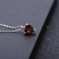 wholesale Fashionable and minimalist S925 silver alloy natural garnet heart pendant necklace-0-3