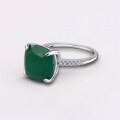 wholesale S925 sterling silver designer natural green agate ring with a large gemstone, exuding European and American personality and elegance-0-3