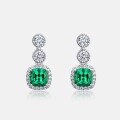 wholesale S925 Sterling Silver European and American Style Fashion Geometric Cultivated Emerald Stud Earrings Vintage High-End Cross-Border Exclusive Earrings-0-3