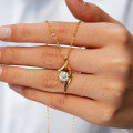 14K Gold Plated 925 Silver Irregular Twisted Pendant Moissanite Necklace-0-2