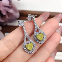 wholesale S925 silver new 6*6 heart-shaped earrings trendy ins earrings women's cross-border style-E222 Sea Blue>925 Silver