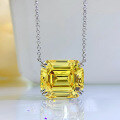 wholesale 925 Silver New Yellow Diamond Rectangular Pagoda 14*16 High Carbon Diamond Necklace Women's Choker Pendant Cross-border Dropshipping-0-5