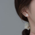 wholesale S925 Sterling Silver Diamond Flower Stud Earrings Women's Japanese Korean Minimalist Forest Style Mini Floral Earrings G3427-0-2